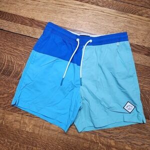 American Eagle Men's Blue Colorblock Swim Trunks Mesh Lined Medium F59